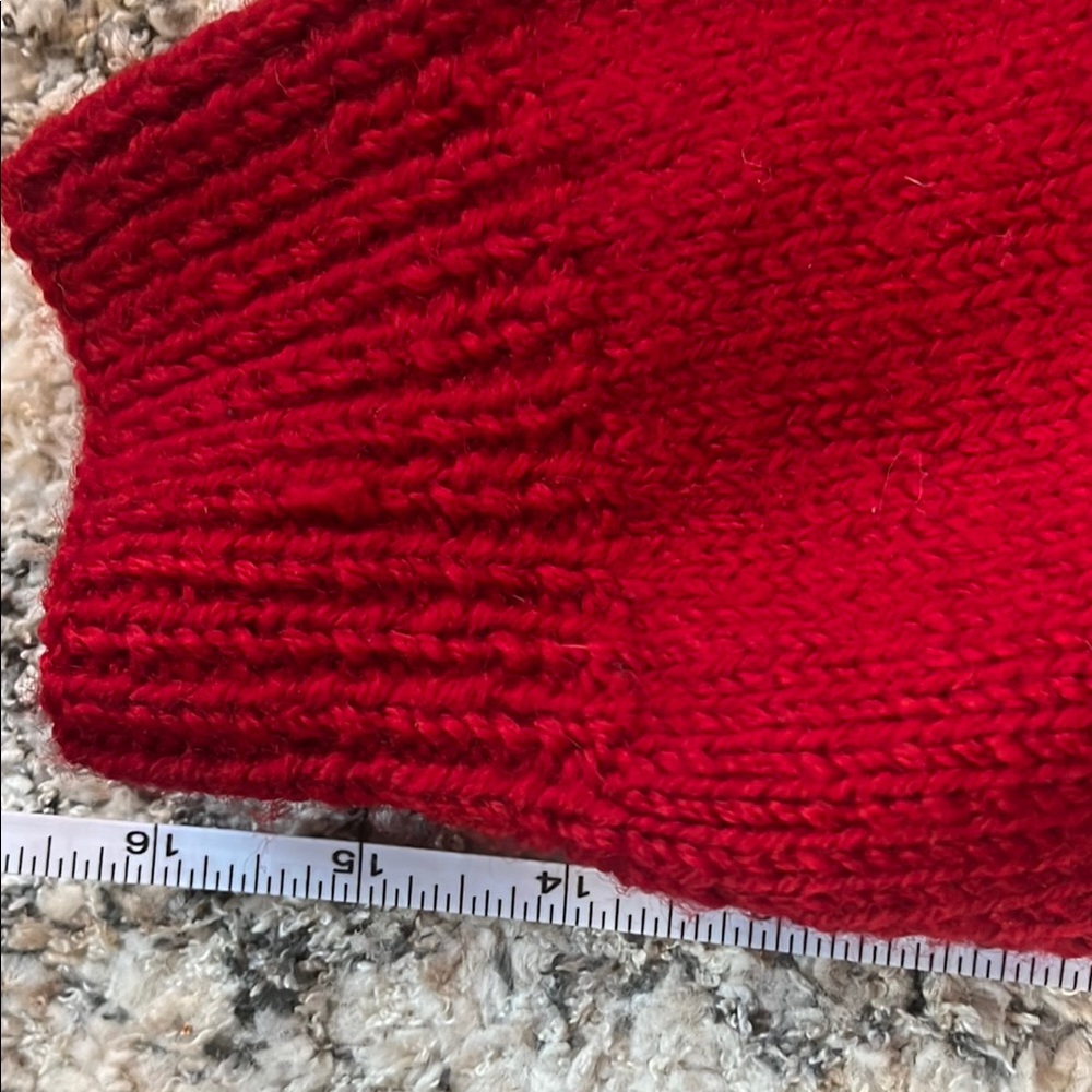 MADE IN URUGUAY Ladies medium Red Turtleneck Sweater 100% virgin wool hand knit - Picture 8 of 10